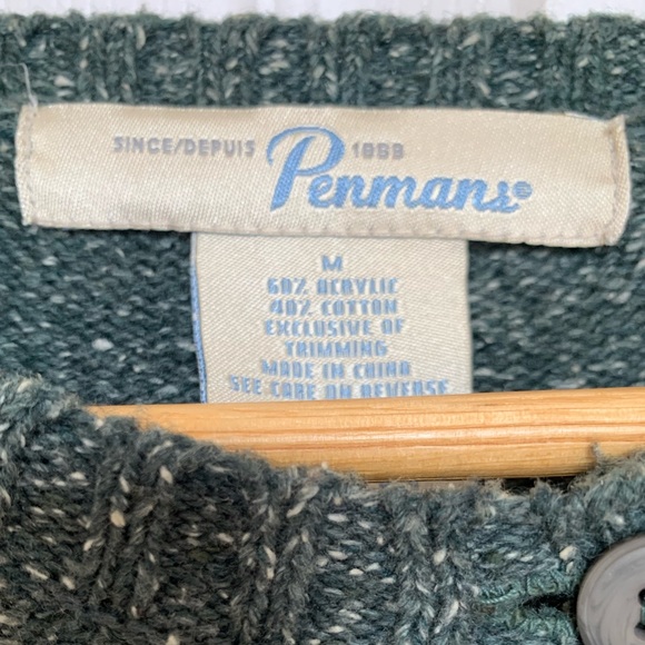 Vintage Penmans Embroidered Knit Granny Cardigan Sweater Green Siz… - Picture 4 of 7